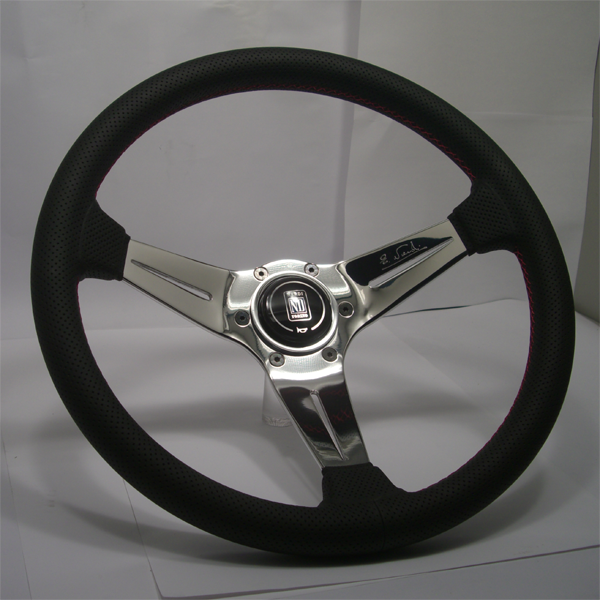 Nardi Deep Corn 350MM Black Leather With Polished Spokes