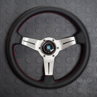 Nardi Deep Corn Steering Wheel 330MM Black Perforated Leather With White Spokes For Miata MX5 MX-5 ALL YEARS JDM Roadster : REV9 Autosport
